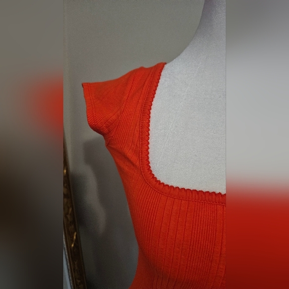 BDG Urban Outfitters Olivia Picot Square Neck Top in Red/orange. Size M NWOT - Picture 9 of 11